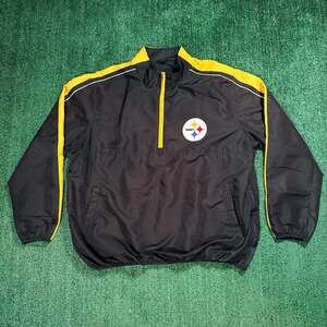 NFL Pittsburgh Steelers Quarter Zip Windbreaker Jacket Black Yellow Size XXL